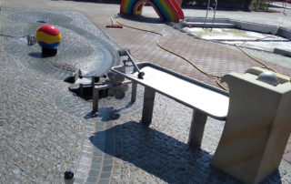 Gestalteter Wasserspielplatz im Heidenauer Albert-Schwarz-Bad, Fertigstellung im Frühjahr 2019