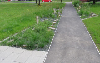 Ansicht Erschließungswege und Beetflächen, Bauvorhaben Trattendorfer Straße in Dresden 2006