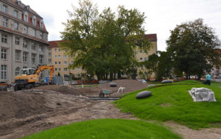 Hügellandschaft des Sternplatzes in Dresden während der Bauphase 2019