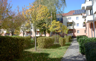 Heutiges Bild der Außenanlagen Bauvorhaben Schuchstraße in Dresden, Ausführung 2006