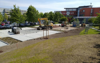 Parkplatzbau Muldaer Straße während der Bauphase 2019