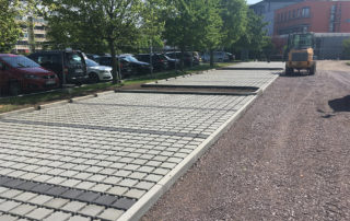 Parkplatzbau Muldaer Straße während der Bauphase 2019