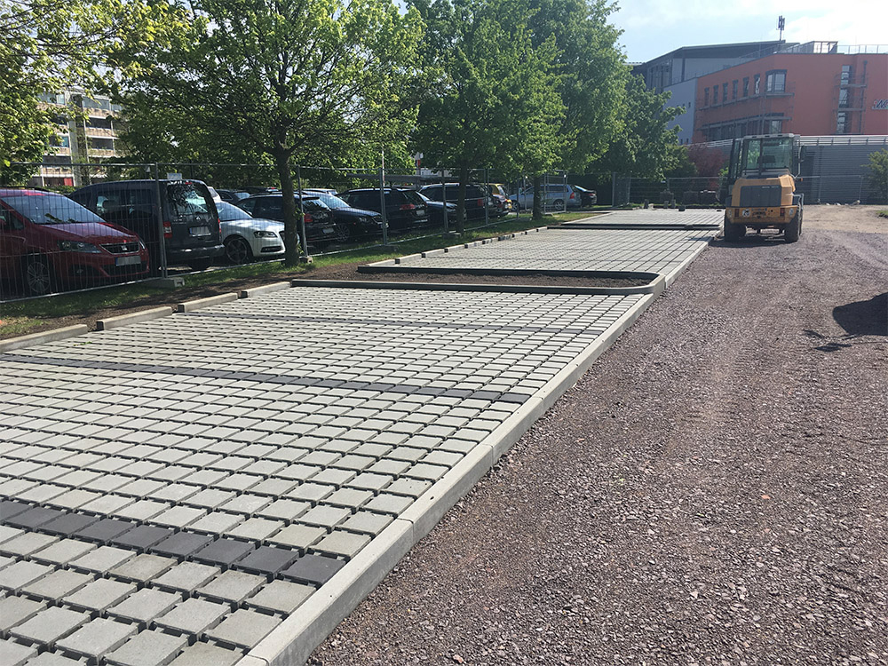 Parkplatzbau Muldaer Straße während der Bauphase 2019