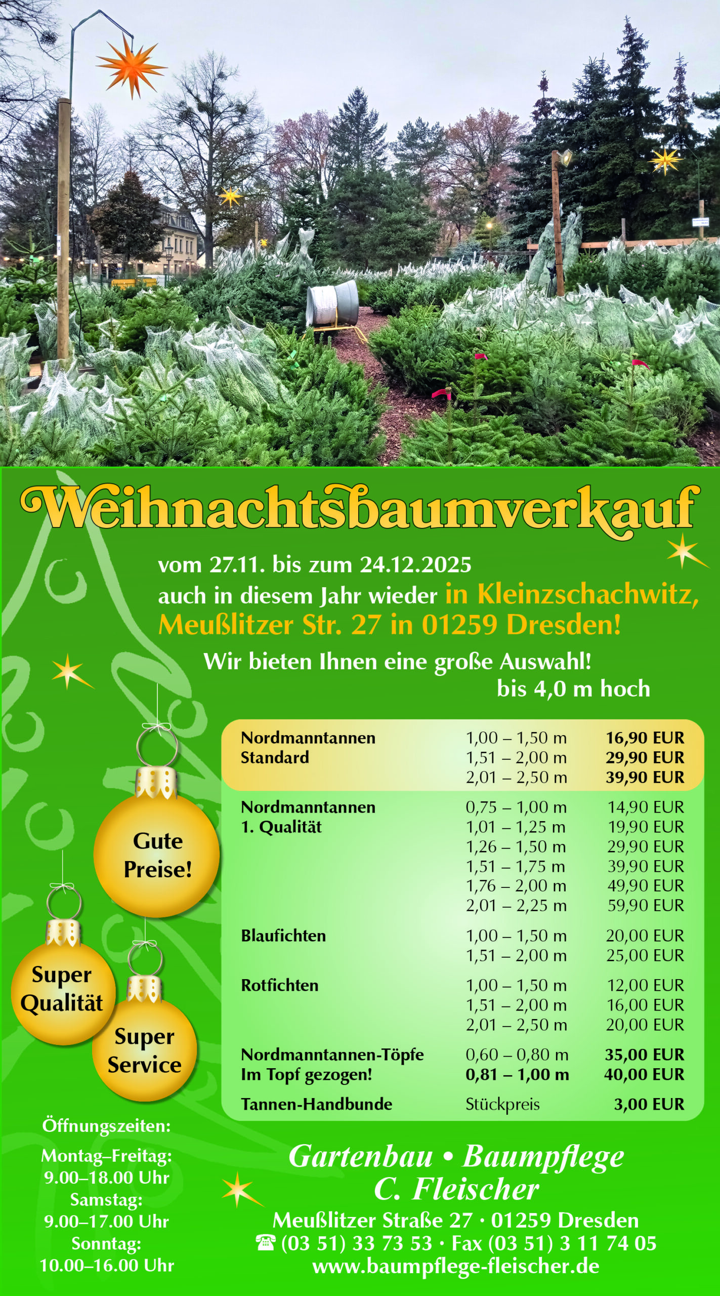 Preise Weihnachtsbaumverkauf Meußlitzer Straße 27_2025b